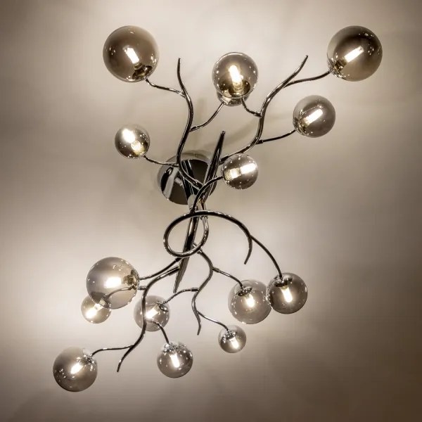 Brilagi - Lustră LED aplicată MISTEL 15xG9/3W/230V crom negru/fumuriu