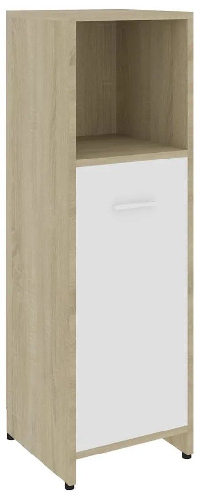 802593 vidaXL Dulap de baie, alb și stejar Sonoma, 30 x 30 x 95 cm, PAL