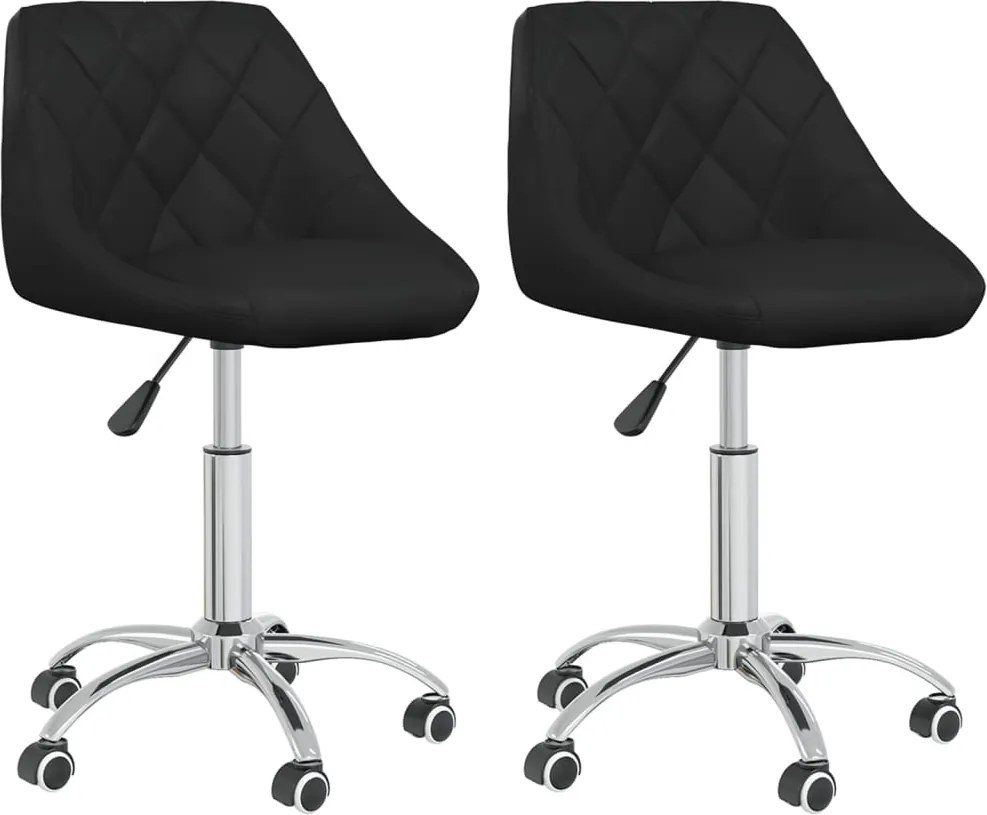 vidaXL Scaune de bucătărie pivotante, 2 buc. negru, piele ecologică