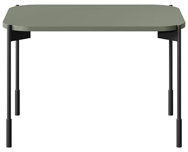 Măsuță de cafea Sonatia 60 cm cu picioare metalice dreptunghiulară - verde măsliniu