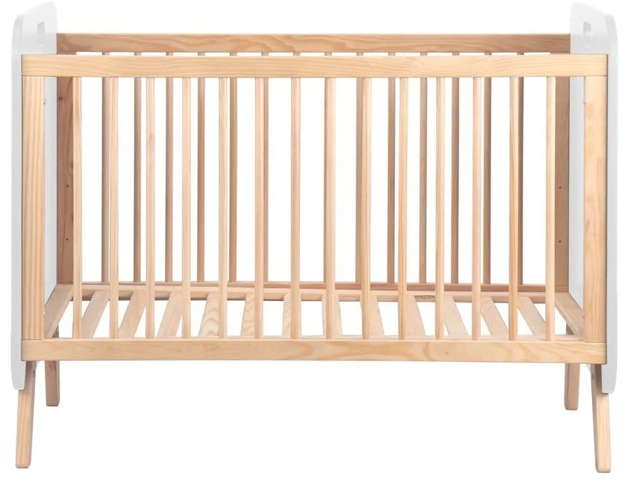 Pătuț alb/în culoare naturală cu aspect de lemn de pin 60x120 cm Paris – Marckeric