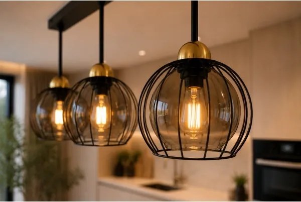Lustră aplicată SOLO BLACK 3xE27/60W/230V neagră/aurie