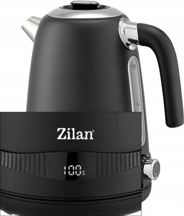 Fierbator electric din Inox Zilan ZLN1001 Negru, digital, 2200 W, 7 niveluri intre 40 - 100 grade celsius