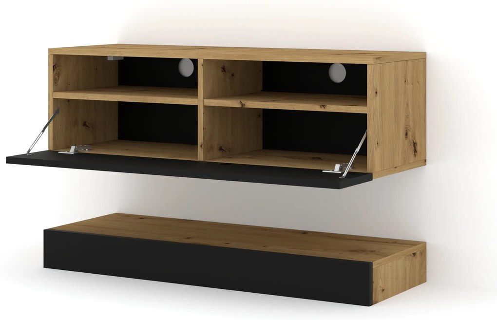 Masă TV Dual 100 (Stejar artisan + Negru). 1124858