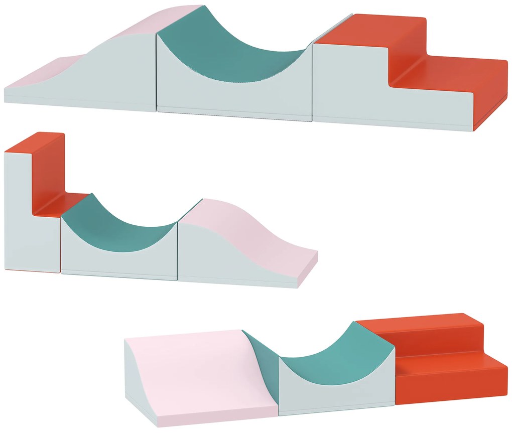 AIYAPLAY Set de cățărare și târâre din 3 piese pentru copii mici, Piele ecologică, Spumă, Gri deschis | Aosom Romania