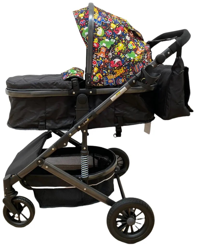 Carucior 2 in 1 pentru copii, cu maner reversibil si suspensii, 0-36 luni - CPC-31-multicolor