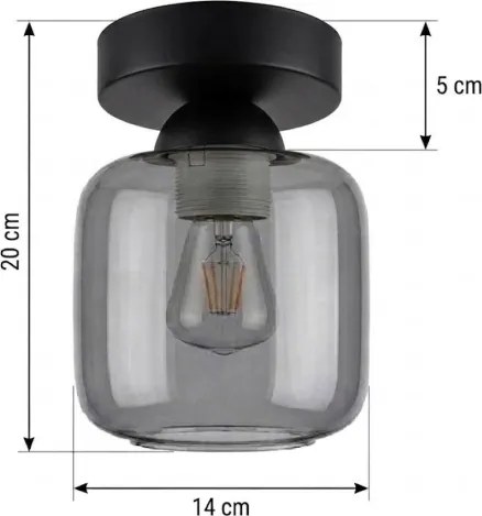 BRILAGI - Plafonieră LED R GLASS 1xE27/60W/230V Ø 14 cm negru/gri fumuriu