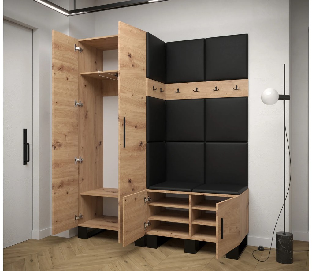 Set mobilier pentru hol Amanda 2 (Stejar artisan + roz). 1085867