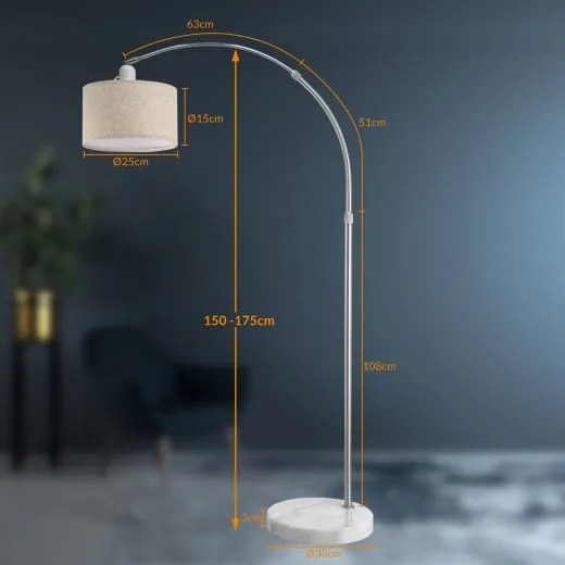Deuba Lampă cu arc de design - reglabilă 150-175cm