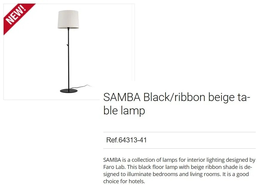 Lampadar / Lampa de podea modern design elegant SAMBA negru/bej 64313-41