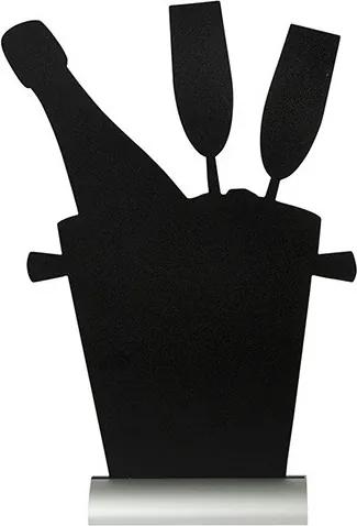 Tabla de scris Securit Silhouette Champaign 35,5x23x6cm, baza aluminiu, incude marker creta, negru