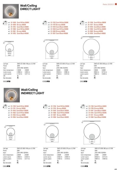 Redo 01-1701 - Aplică perete LED ORBIT LED/28W/230V bronz