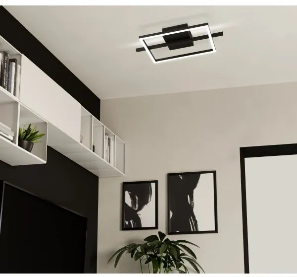 Plafonieră LED dimabilă Eglo 901115 AMANDOLO LED/17W/230V negru + telecomandă