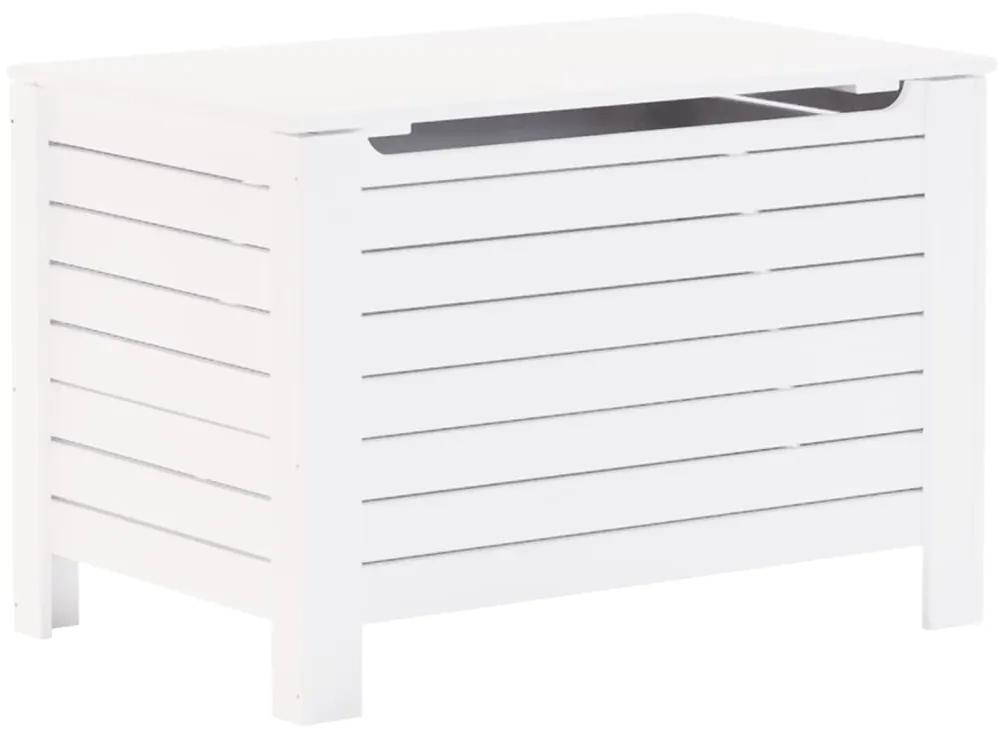 4002322 vidaXL Cutie depozitare capac "RANA", alb, 80x49x54 cm, lemn masiv pin