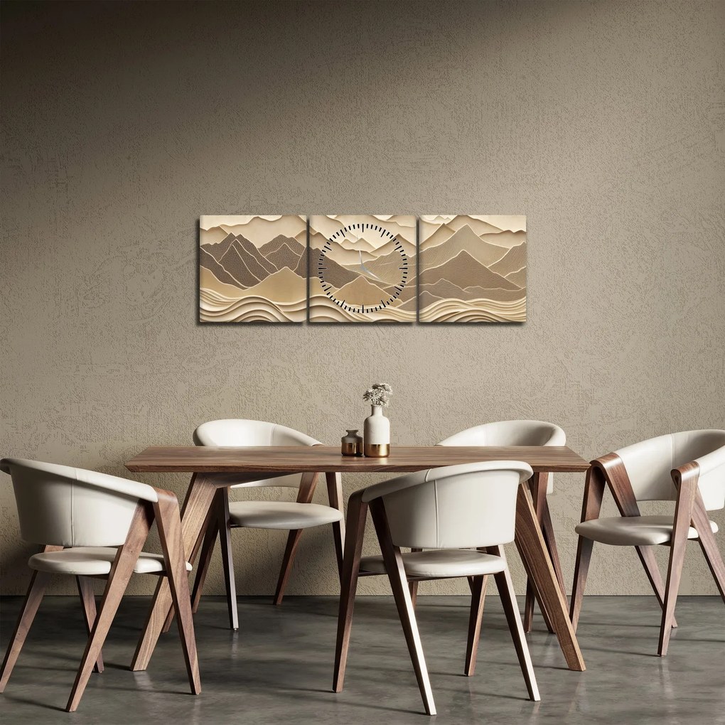 Tablou - Linii Montane 3D (cu ceas) (90x30 cm)