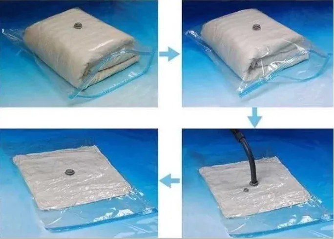 Sac de vidare pentru depozitarea hainelor de sezon cu mâner pentru umerașe - 145 x 70 cm