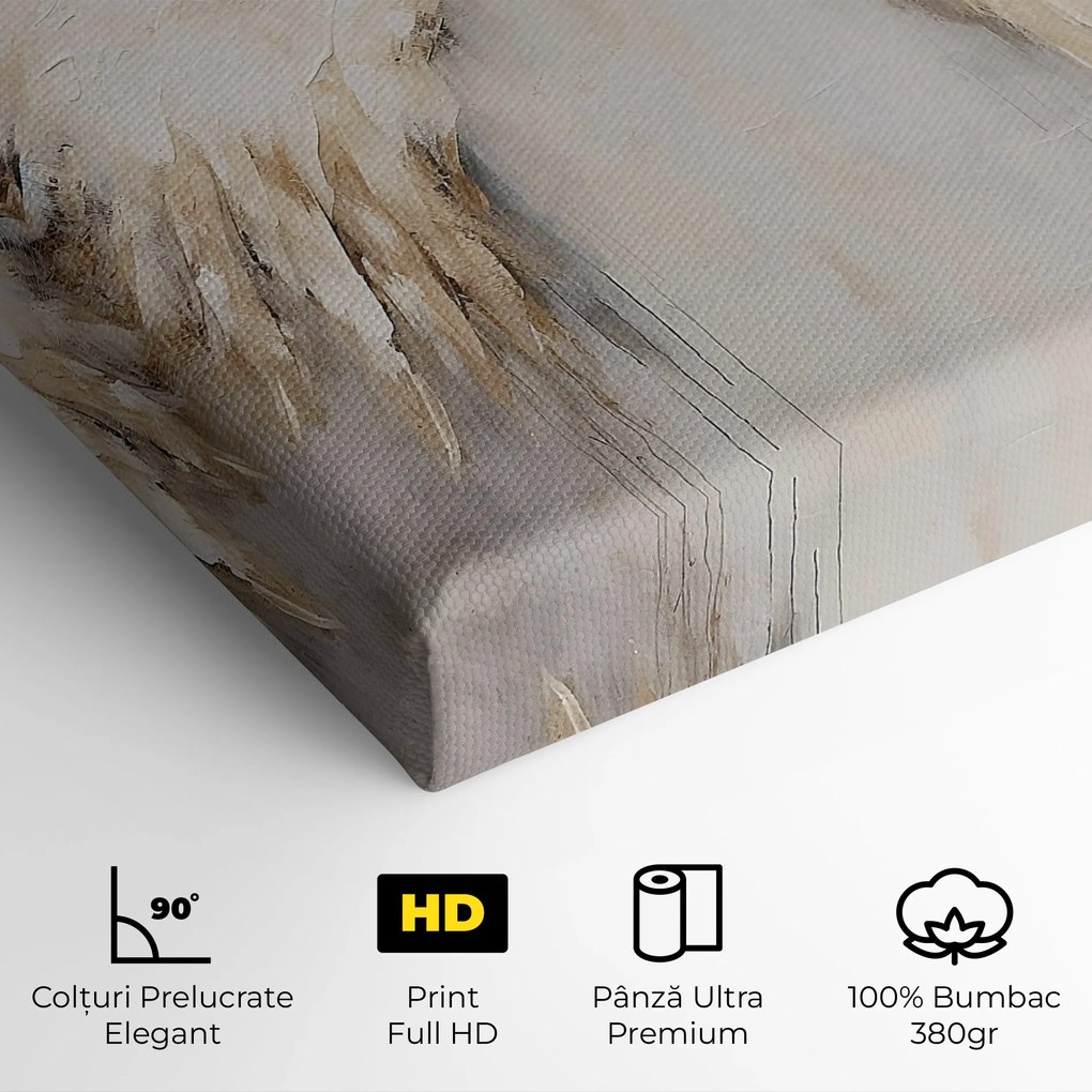 Tablou Canvas, 70x100cm, Dormitor si Living, Moderne, Textura de pictura, Cream White Wings