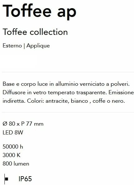 Mini Aplica LED exterior ambientala, Protectie IP65, Toffee ap, Cafeniu