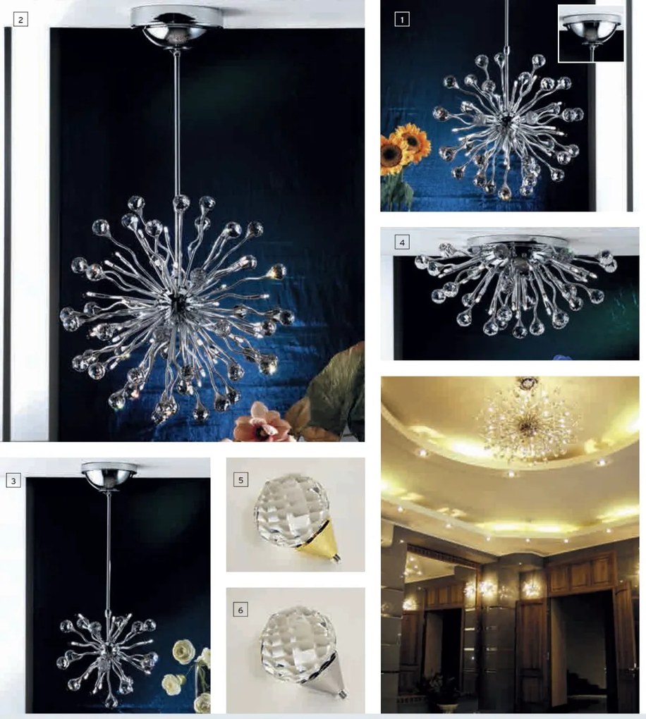 Lustra / Pendul cristal Swarovski Spectra design modern de lux GALAXY 12L crom