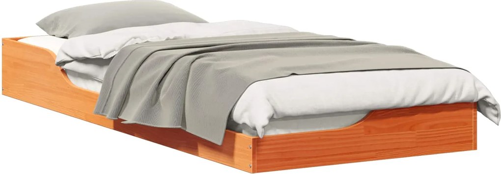 vidaXL Cadru de pat Maroniu cerat 80 x 210 cm Lemn de pin masiv