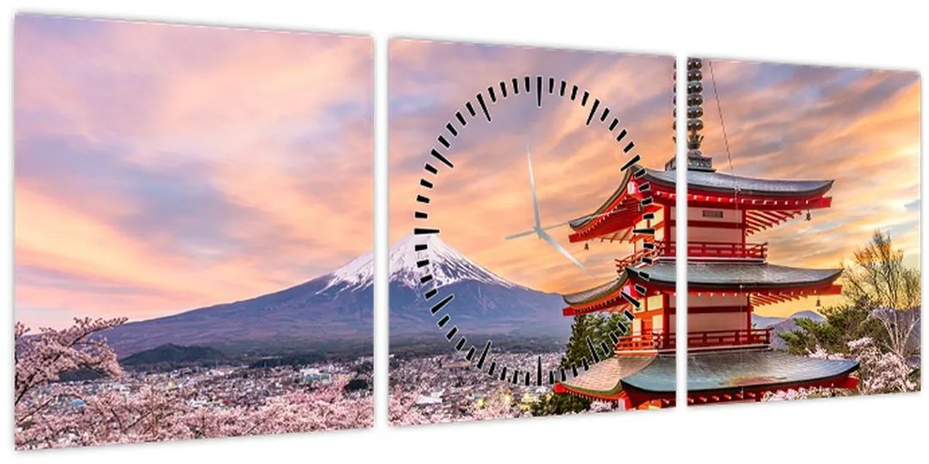 Tablou - Fuji,Japonia (cu ceas) (90x30 cm)