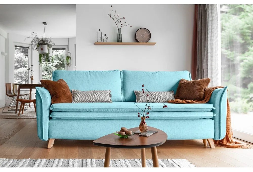 Canapea albastru-deschis extensibilă 225 cm Charming Charlie – Miuform