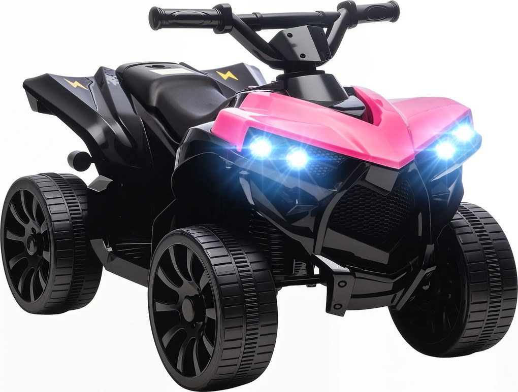 AIYAPLAY Quad Electric pentru Copii 6V, ATV cu Faruri LED și Muzică, 18-56 Luni, Roz | Aosom Romania