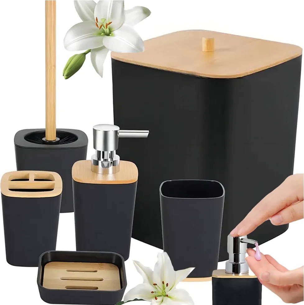 Set de baie din plastic BATHINO 6 piese - mai multe culori Culoare: Gri