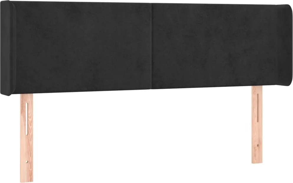 vidaXL Tăblie de pat cu aripioare negru 147x16x78/88 cm catifea