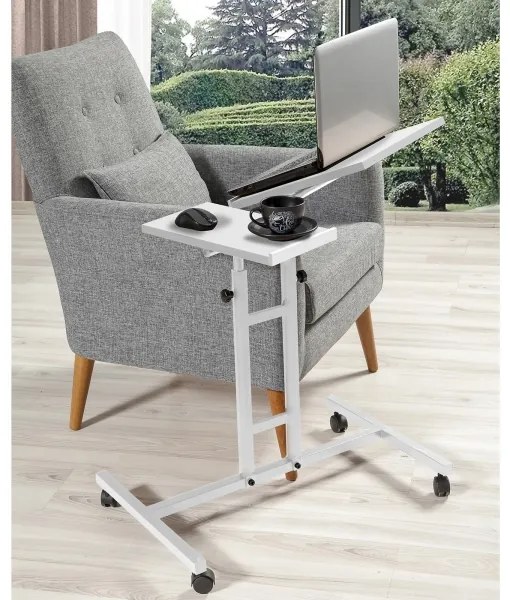 Măsuță ajustabilă GLEN 87x67 cm albă