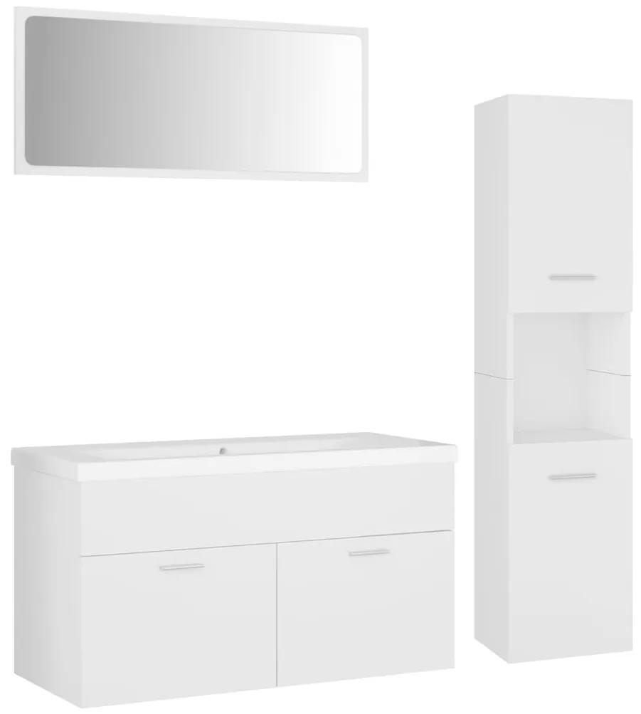 3071153 vidaXL Set mobilier de baie, alb, lemn prelucrat