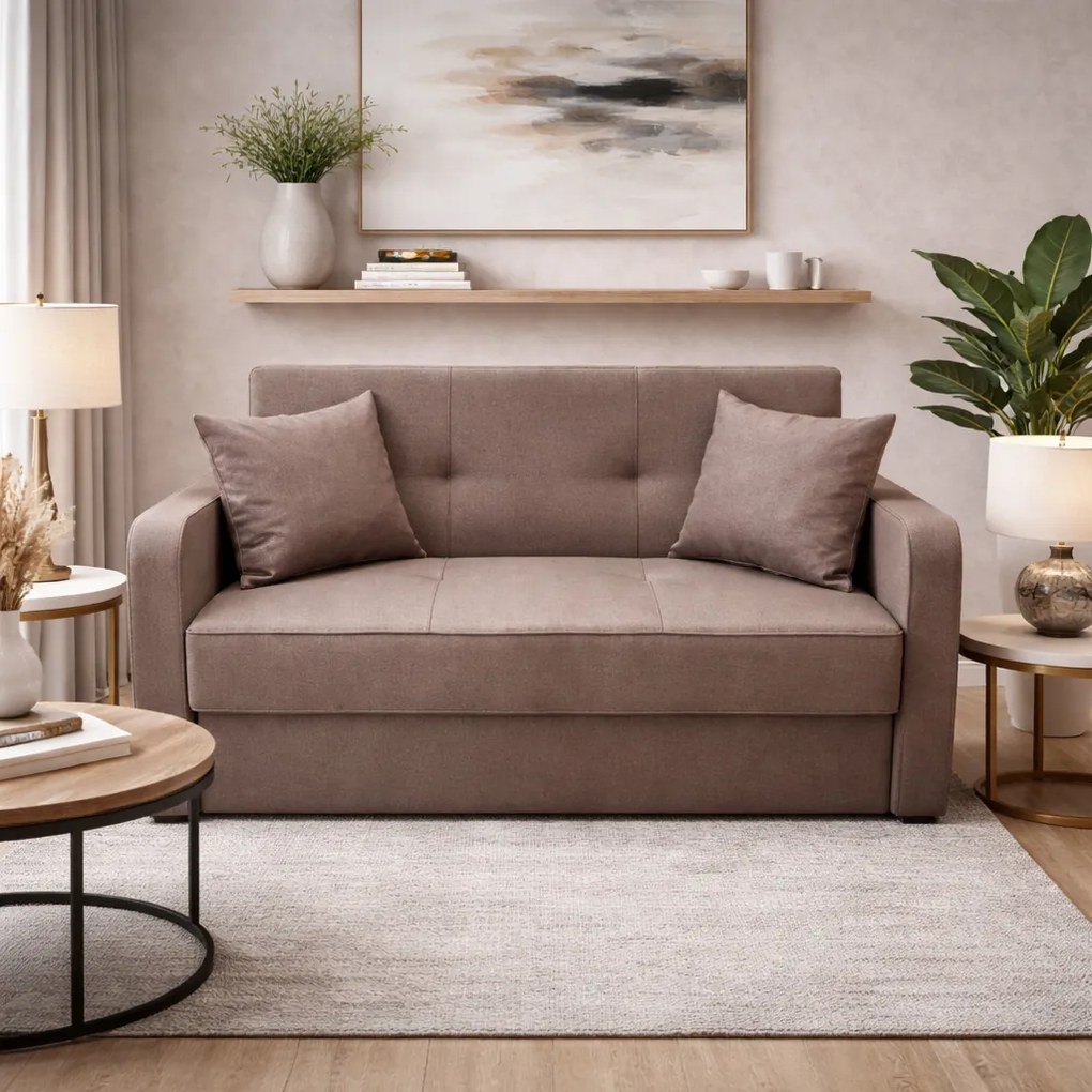 Canapea SAMY extensibila, 2 locuri, cu lada de depozitare, albastru, cadru metalic , 152x100x92 Albastru, Stofa