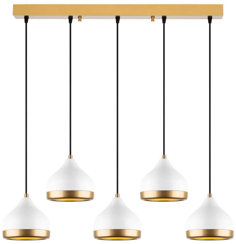 Lustră pe cablu YILDO 5xE27/40W/230V alb/auriu