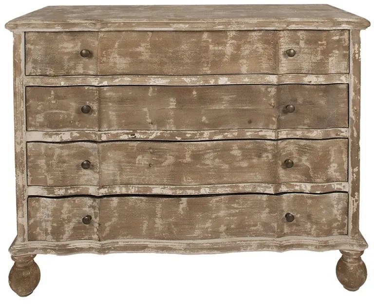 Comoda bej, din lemn masiv, aspect vintage, 4 sertare, Montauban