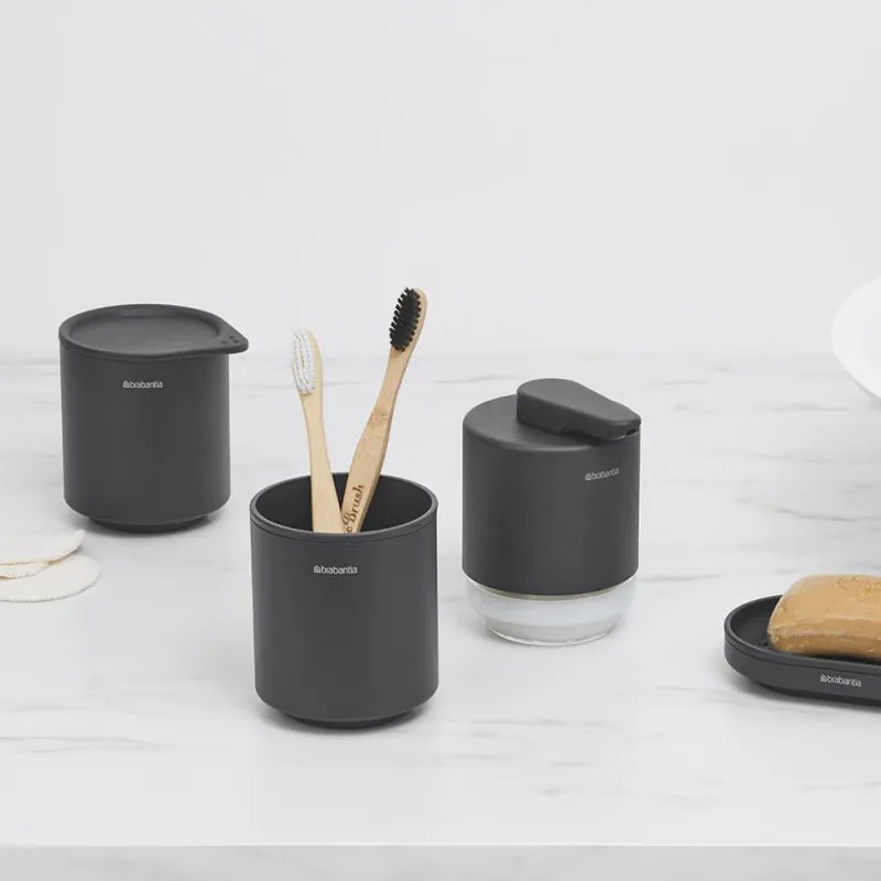 Suport periute de dinti Brabantia MindSet 1005684, Curatare usoara, Deschidere larga, Acoperire minerala, Gri inchis