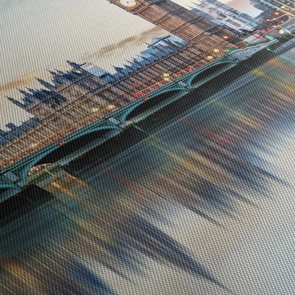 Tablou - Houses of Parliament din Londra (cu ceas) (90x30 cm)
