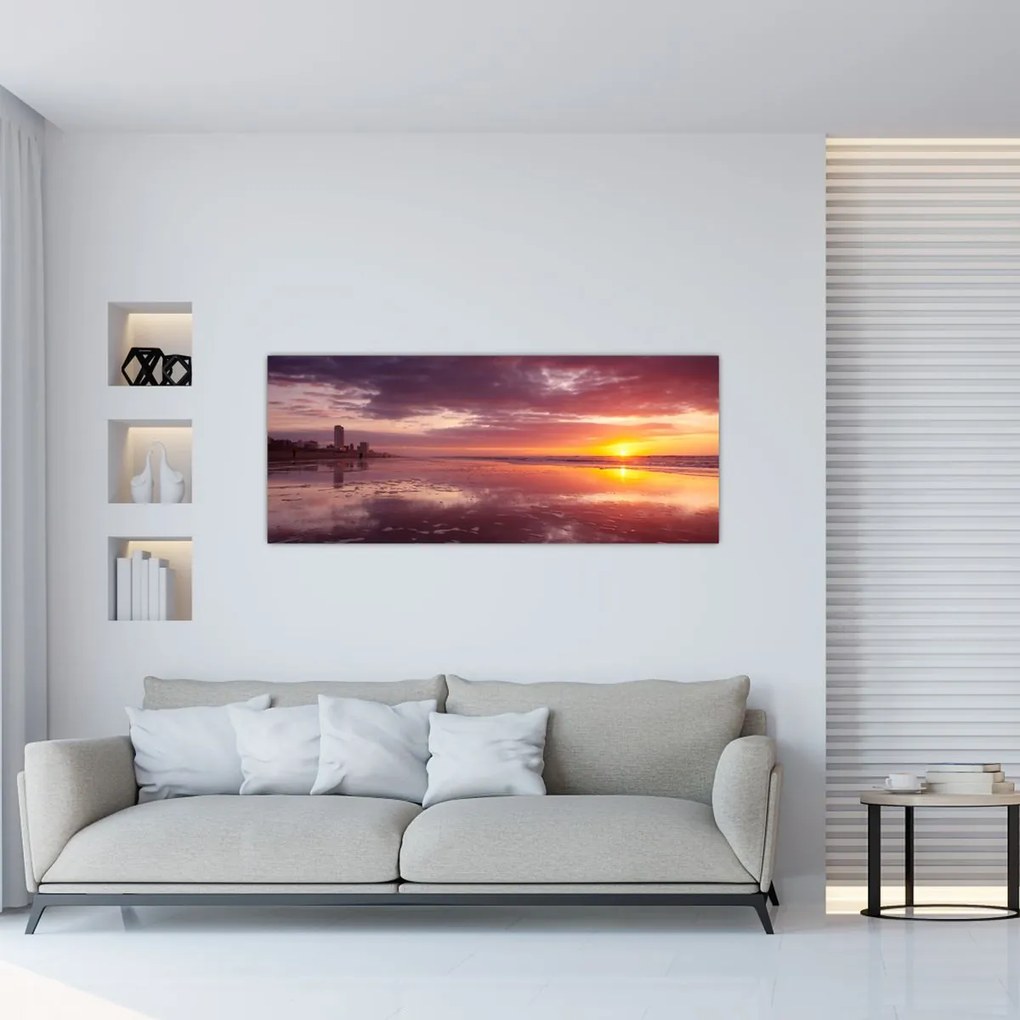 Tablou - Plajă la apus de soare (120x50 cm)