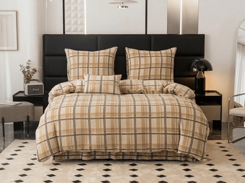 Lenjerie cocolino PLAID crem Dimensiune lenjerie de pat: 2 buc 70 x 90 cm | 200 x 220 cm