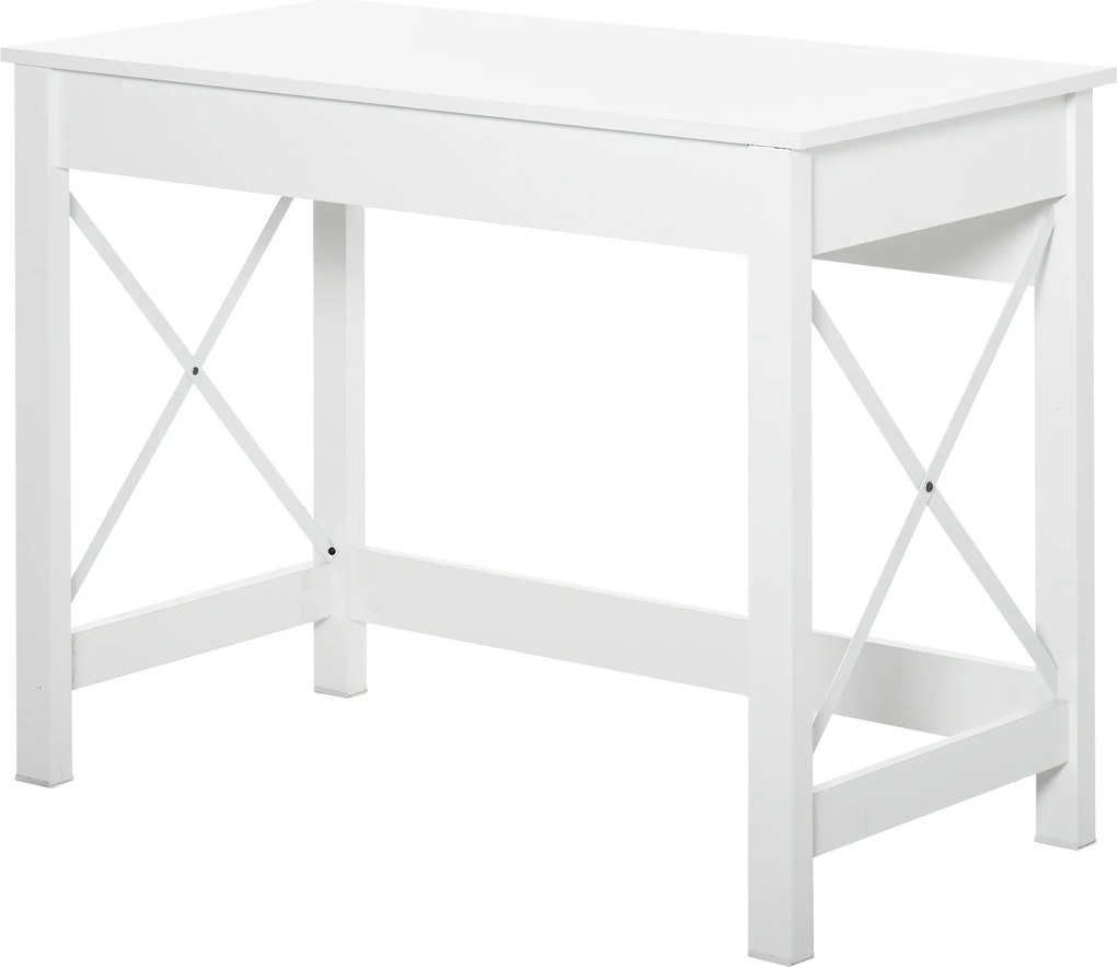 HOMCOM, Birou de Studiu, Stil Modern, MDF, Metal, 105x50x76 cm, Alb | Aosom Romania