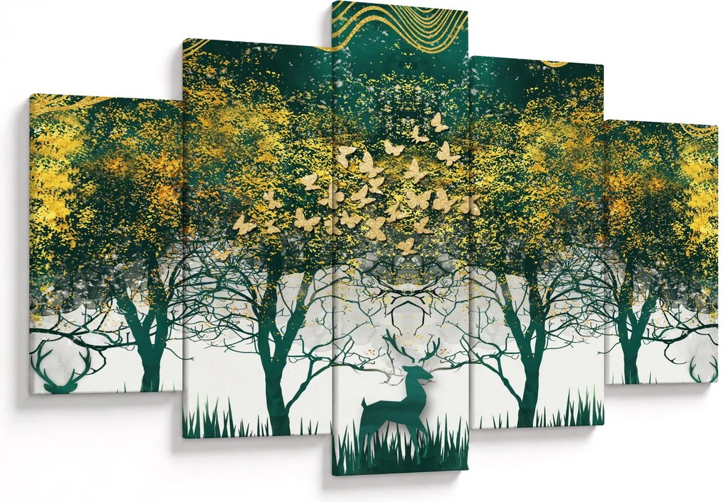 Tablou - Căprioare în pădurea verde (150x105 cm)