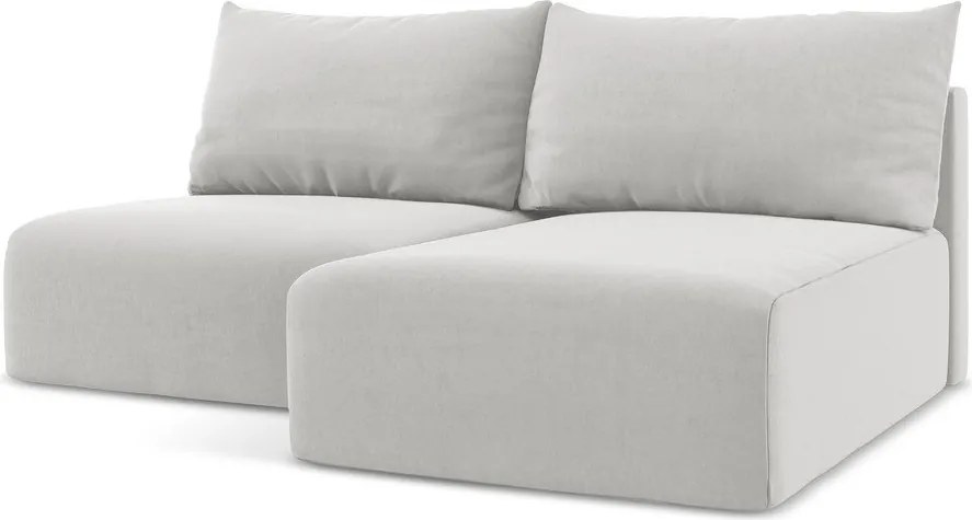 Colțar gri deschis extensibil/cu spațiu de depozitare cu tapițerie din catifea (cu colț pe partea dreaptă/cu șezlong) Kalena – Makamii