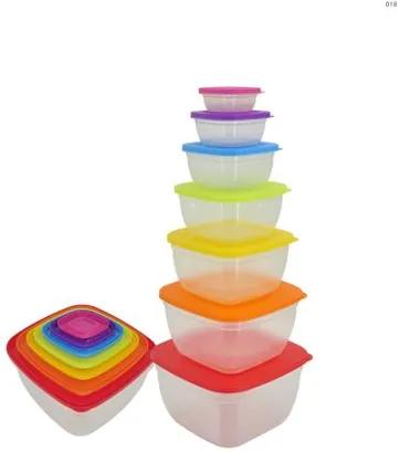 Set 7 caserole plastic cu capace,multicolore