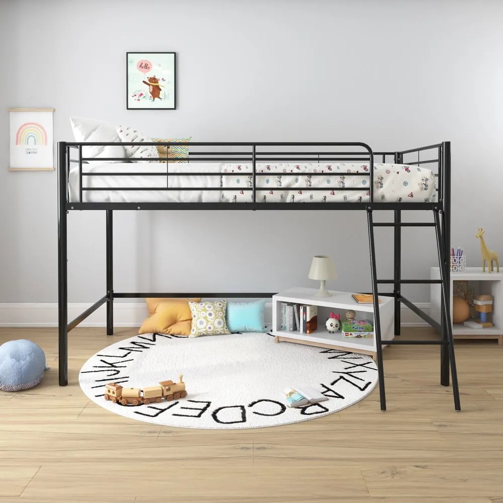 Pat pentru copii negru înalt 90x200 cm Jodie – Støraa