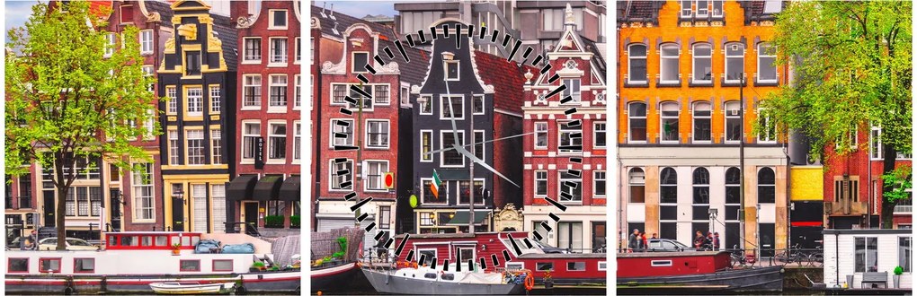 Tablou - Amsterdam, case de dans (cu ceas) (90x30 cm)