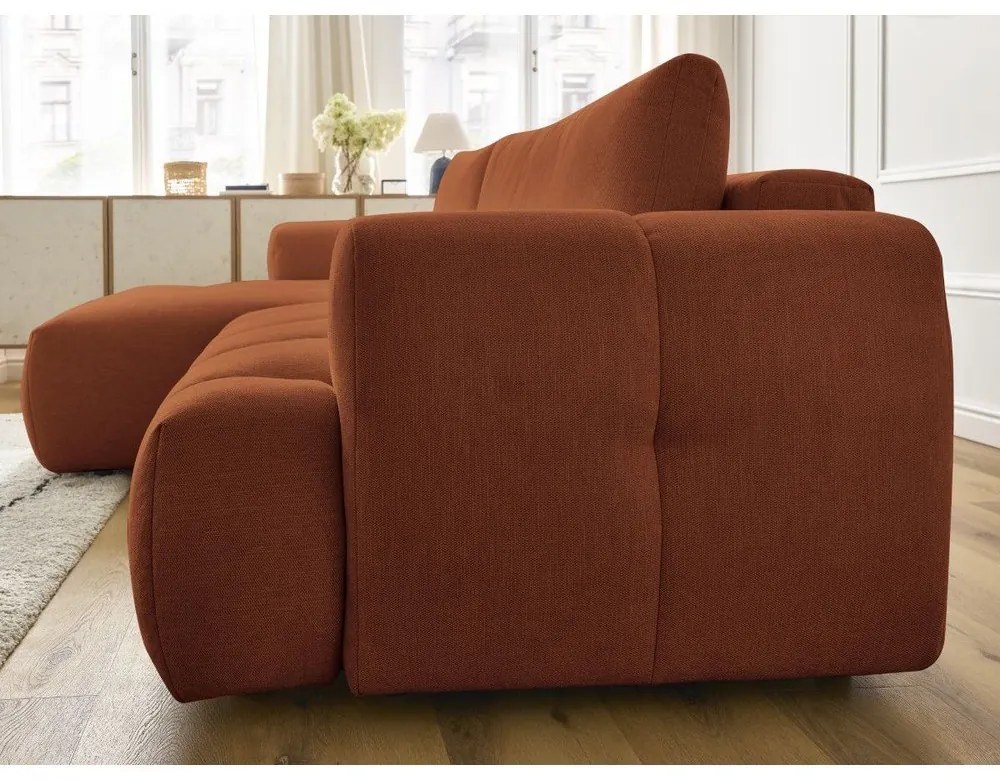 Colțar cărămiziu extensibil/cu spațiu de depozitare (cu colț pe partea stângă/cu șezlong) Fuji – Bobochic Paris