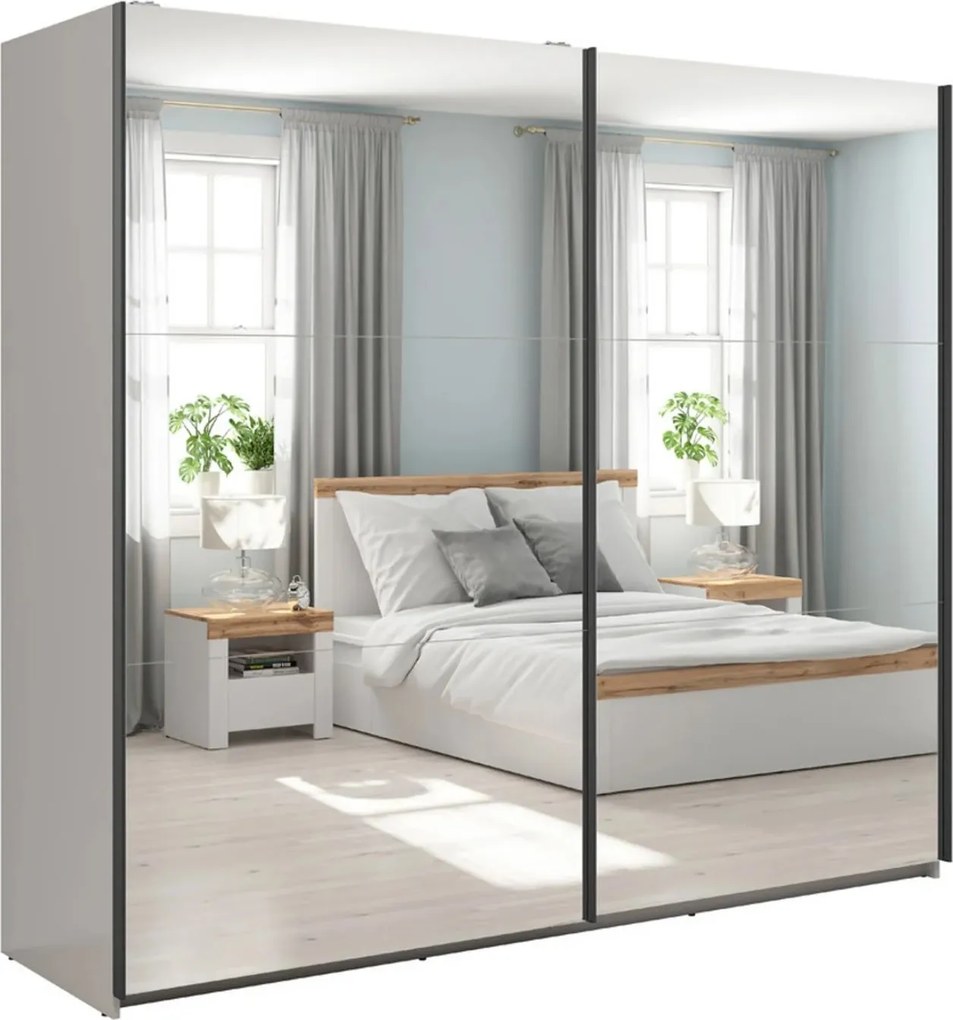 Dressing TETRIX, casmir, PAL, cu 2 usi si oglinzi, 220x60x196 cm