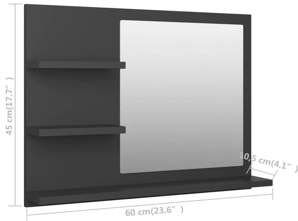 Oglinda de baie, gri, 60x10,5x45 cm, PAL Gri