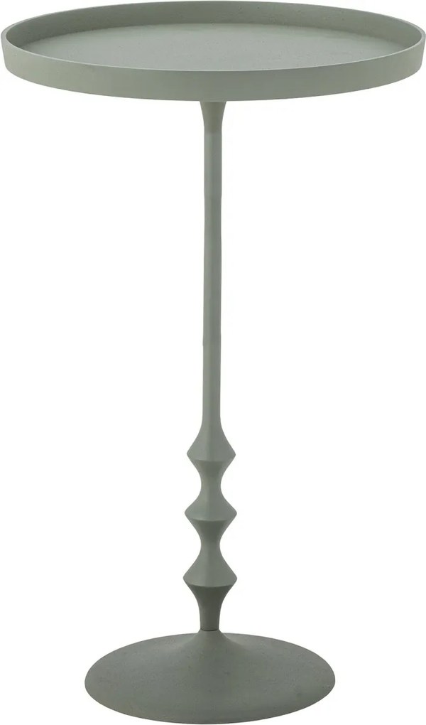 Măsuță laterală din metal, verde, cu blat rotund și formă sculpturală, 37x57 cm, „Anjou"