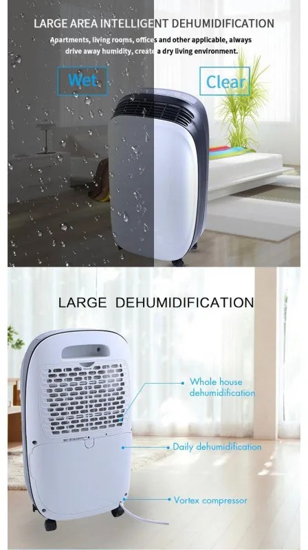 Dezumidificator Attractive TRITON 10, 175W, 1.8 L, 10l/24h, R290, Timer, Dezghetare automata, Senzor de umiditate, Alb/Negru