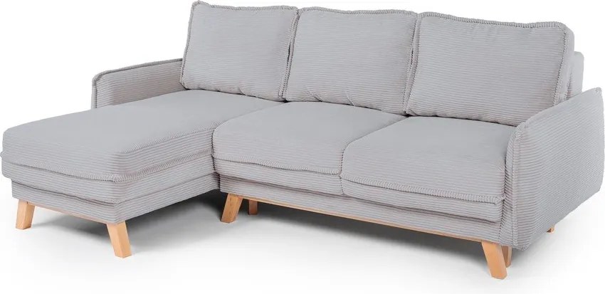 Colțar gri deschis extensibil/cu spațiu de depozitare cu tapițerie din catifea reiată Tori – Bonami Selection